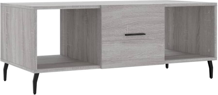 The Living Store Salontafel Grijs Sonoma Eiken 102 x 50 x 40 cm Met 3 Vakken Stevig Tafelblad Praktische Deur en IJzeren Poten Salontafel Houten Salontafel Grijze Salontafel Met Lade Salontafel Met Opbergvak - Foto 2