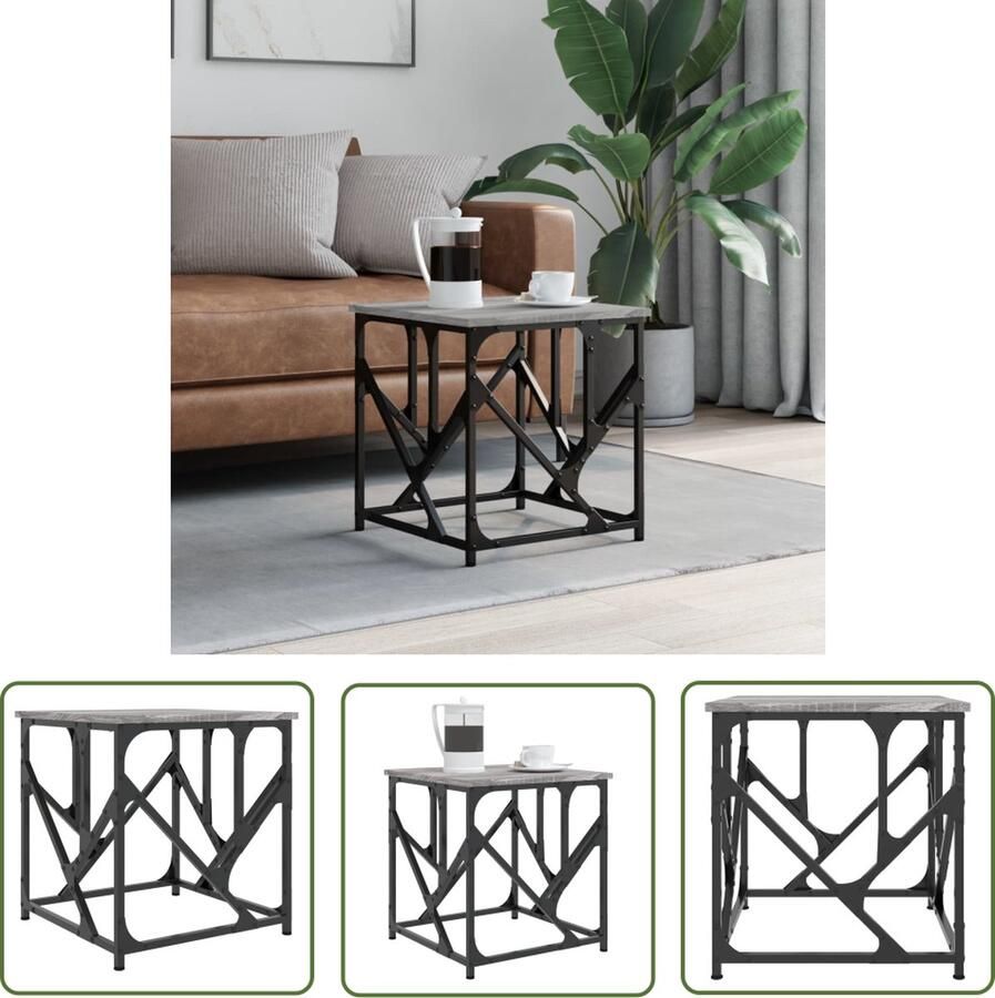 The Living Store Salontafel Grijs Sonoma Eiken 45 x 45 x 47.5 cm Verstelbare poten Salontafel Grijze Salontafel Houten Salontafel Industriële Salontafel Met Onderstel - Foto 3