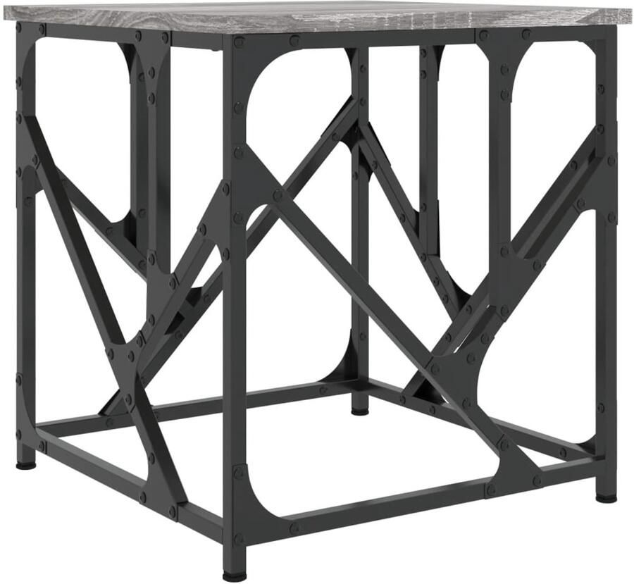 The Living Store Salontafel Grijs Sonoma Eiken 45 x 45 x 47.5 cm Verstelbare poten Salontafel Grijze Salontafel Houten Salontafel Industriële Salontafel Met Onderstel - Foto 2