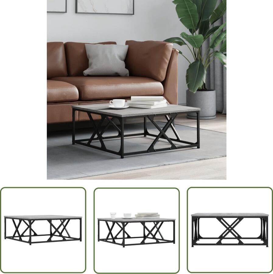 The Living Store Salontafel Grijs sonoma eiken 70 x 70 x 30 cm Duurzaam hout metaal