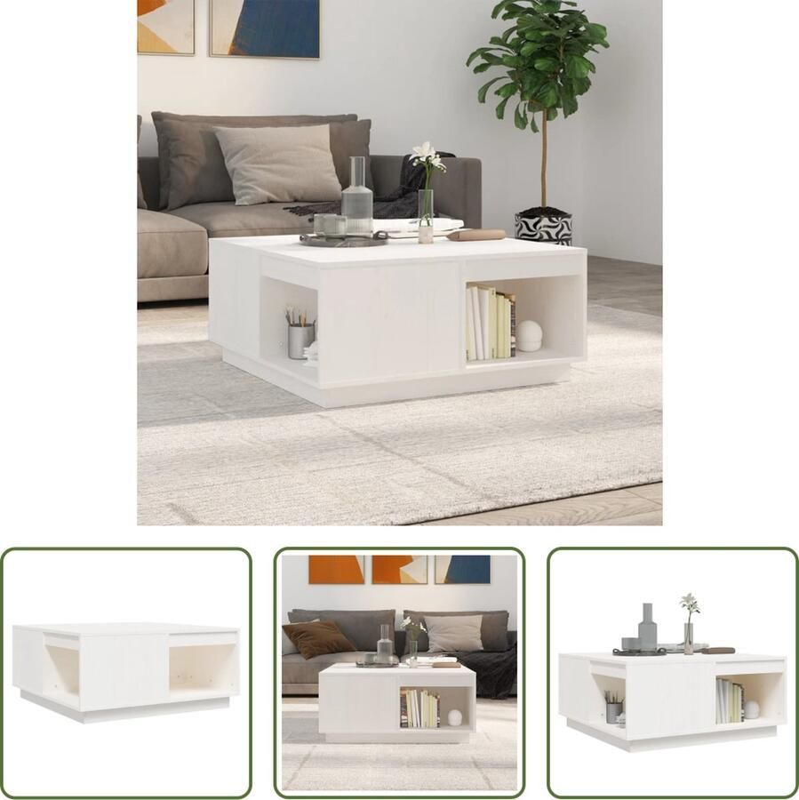 The Living Store Salontafel Hout 80 x 81 x 36.5 cm wit - Foto 2