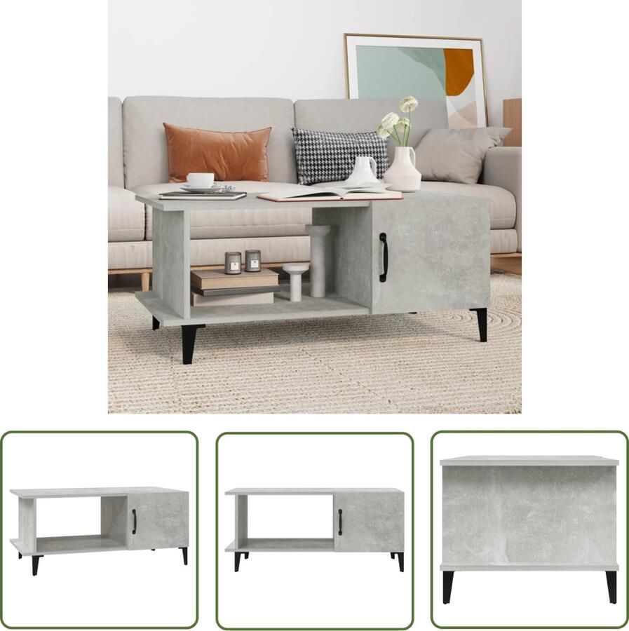 The Living Store Salontafel Industrieel Betongrijs 90 x 50 x 40 cm - Foto 3