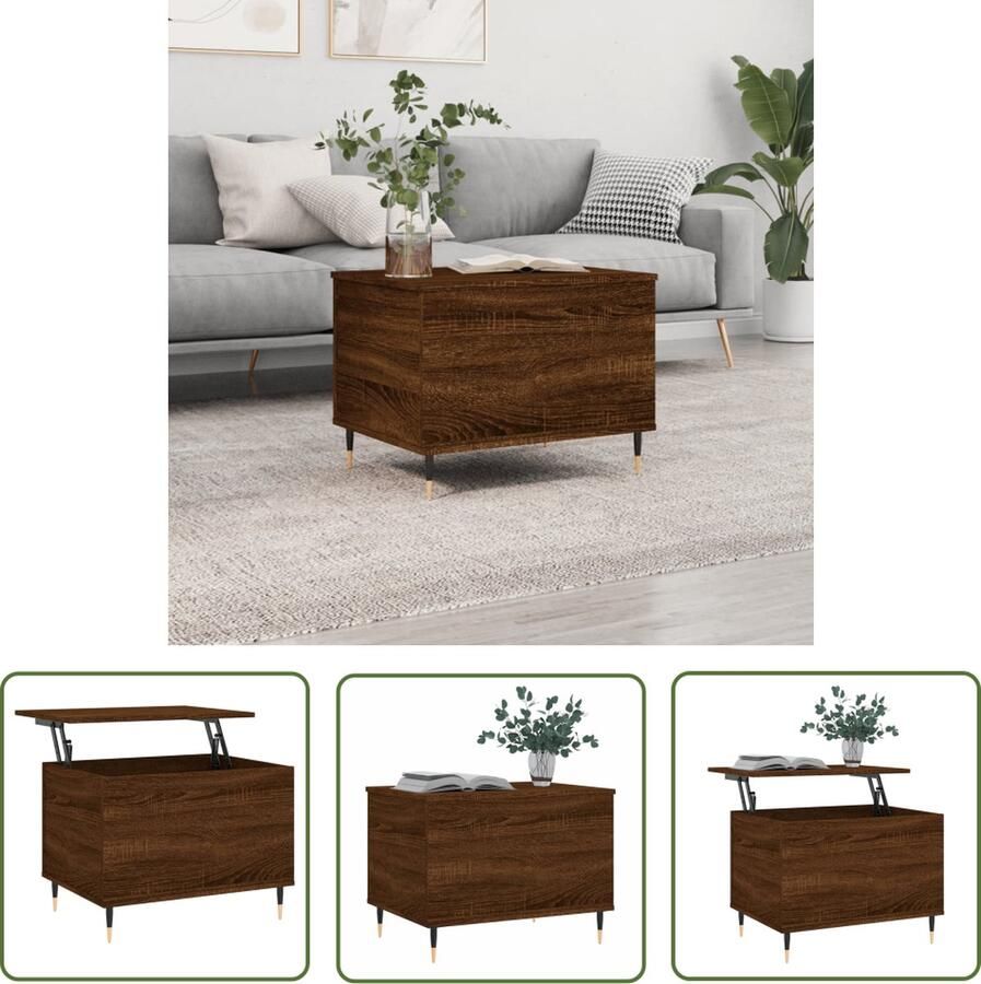 The Living Store Salontafel Industrieel Bewerkt Hout en Metaal 60 x 44.5 x 45 cm (L x B x H)