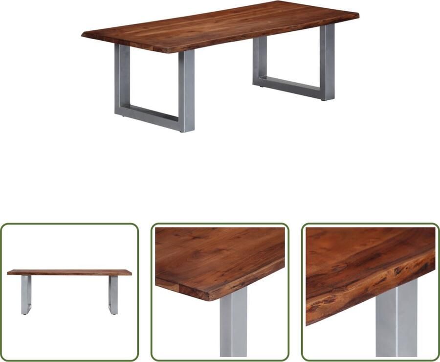The Living Store Salontafel IndustriÃle Stijl 115 x 60 x 40 cm Acaciahout Gepoedercoat Metaal Salontafel Industrieel Design Acacia Hout Metaal Poot Industriele Meubels - Foto 2