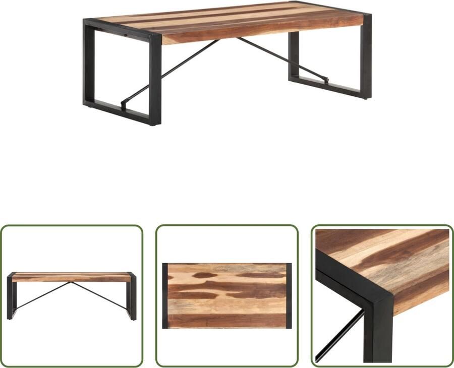The Living Store Salontafel IndustriÃle Stijl 120 x 60 x 40 cm Massief Acaciahout en Rubberwood Sheesham Afwerking Bruin Zwart Salontafel Industriele Stijl Houten Salontafel Acaciahout Rubberwood
