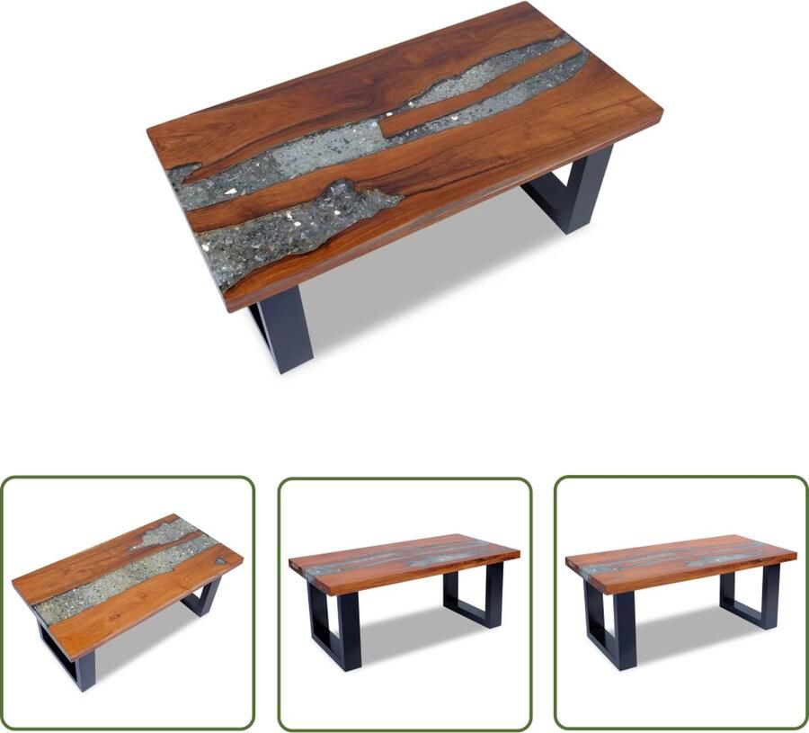 The Living Store Salontafel Mango Massief Teakhout 100x50x40 cm Uniek design - Foto 2