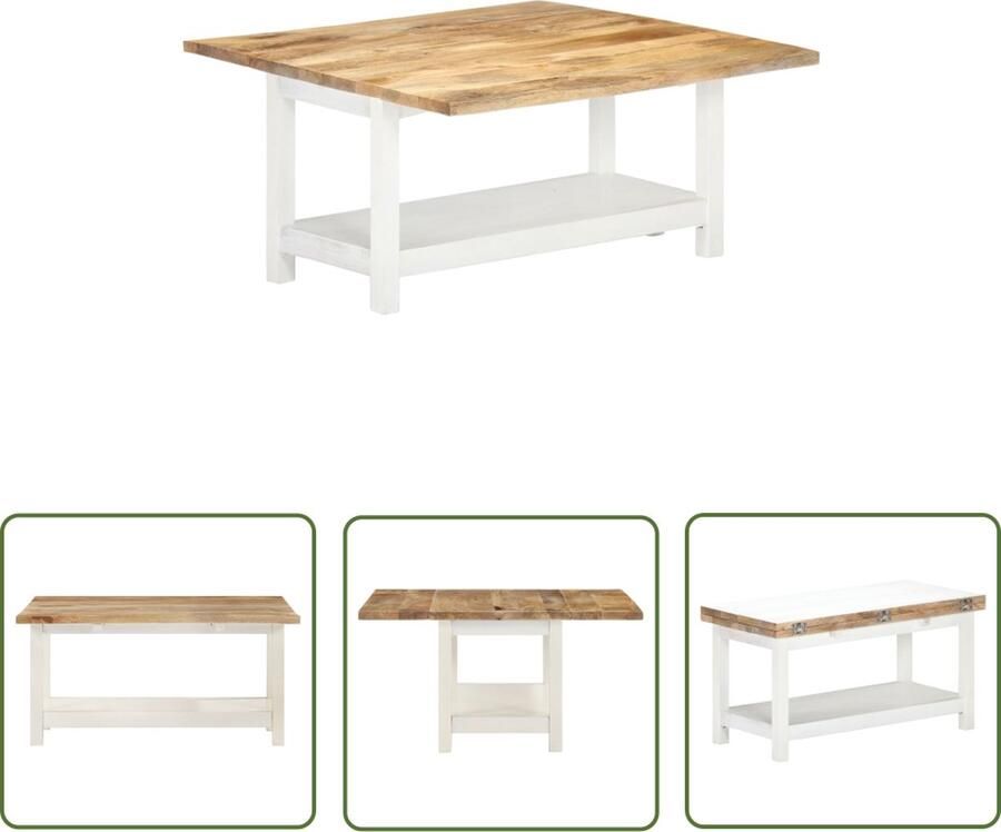 The Living Store Salontafel Mangohout Natuurlijke afwerking 90x45x45cm Verlengbaar - Foto 2
