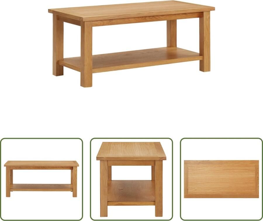 The Living Store Salontafel Massief Eikenhout 90x45x40 cm Opbergschap Salontafel Eikenhouten Salontafel Houten Salontafel Met Opbergruimte Landelijke Salontafel - Foto 2