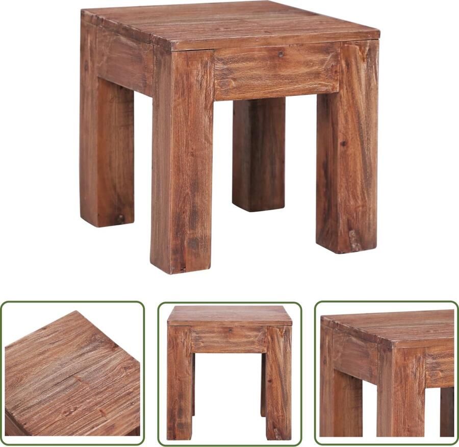 The Living Store Salontafel Massief Gerecycled Hout 30x30x30 cm Handgemaakt Salontafel Houten Salontafel Retro Salontafel Industriële Salontafel Unieke Salontafel - Foto 2