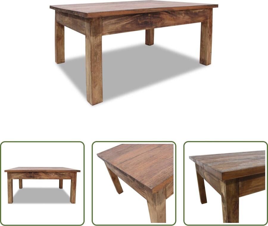 The Living Store Salontafel Massief Gerecycled Hout 98 x 73 x 45 cm Rustieke Charme Salontafel Houten Salontafel Vintage Salontafel Industriële Salontafel Rustic Meubilair - Foto 2