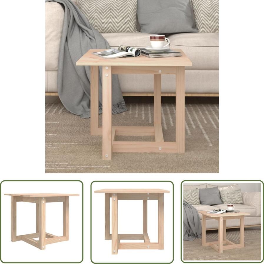 The Living Store Salontafel Massief Grenenhout Bijzettafel 50 x 50 x 45 cm Onbehandeld - Foto 2