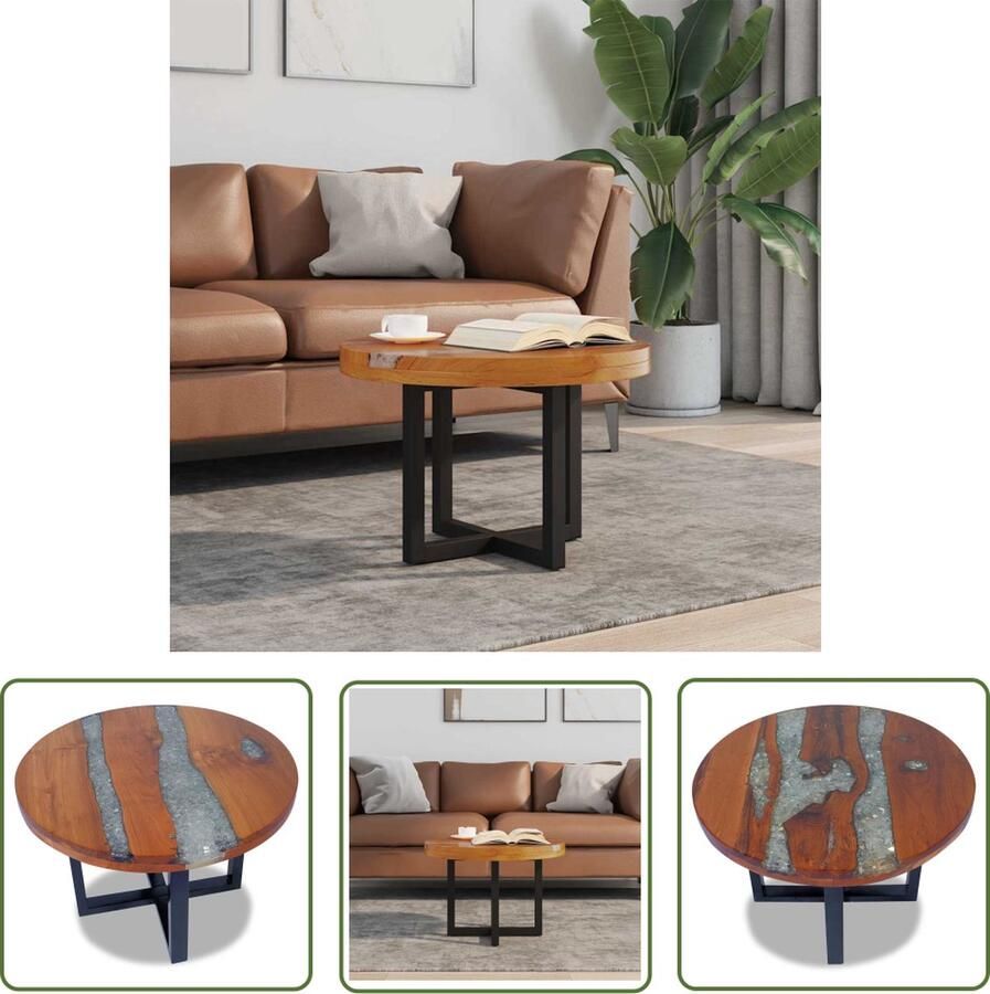 The Living Store Salontafel Massief teak- en mangohout Meerkleurig 60x40 cm Handgemaakt Eenvoudig te monteren Salontafel Houten Salontafel Teakhouten Salontafel Mangoholzen Salontafel Handgemaakte Salontafel - Foto 3