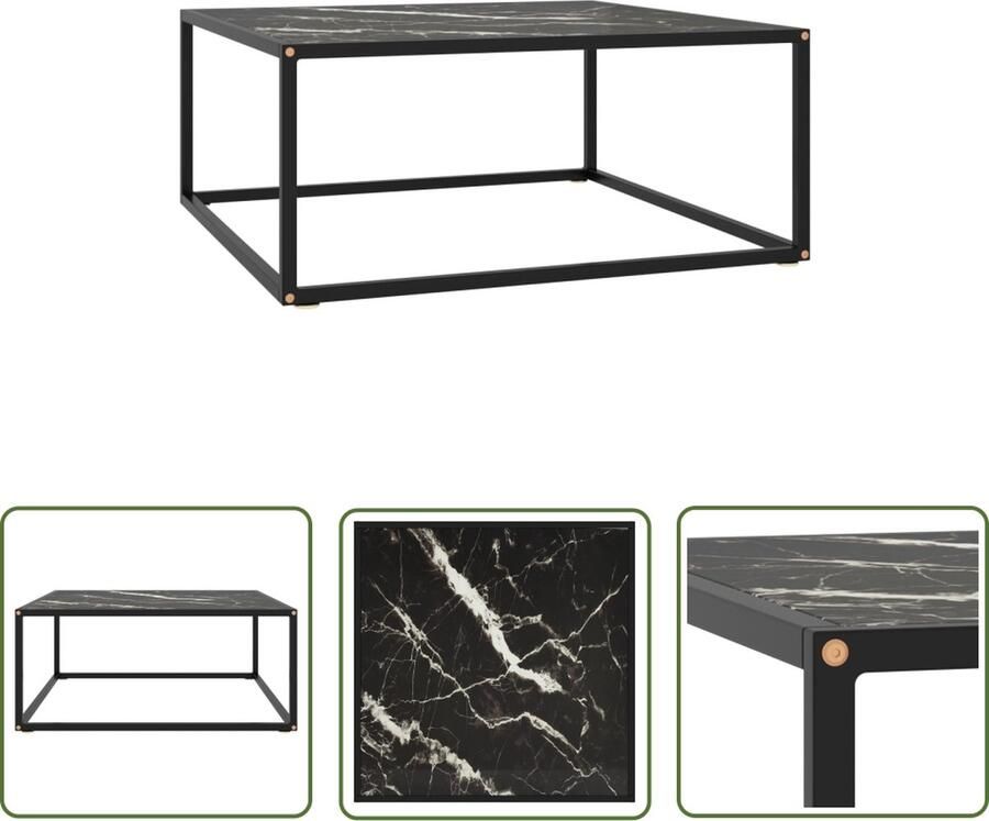 The Living Store Salontafel Praktische Woonkamertafel Glas en Staal 80x80x35 cm Zwart Salontafel Woonkamertafel Zwarte Salontafel Glas Tafellaar Metalen Salontafel - Foto 2