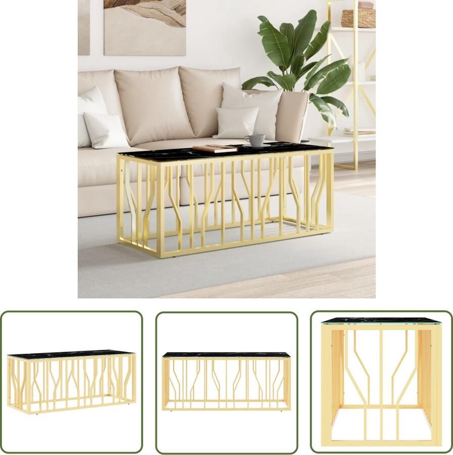 VidaXL Salontafel 110x45x45 cm roestvrij staal en glas goudkleurig Salontafel Gouden Salontafel Roestvrijstaalsalontafel Glazen Salontafel Moderne Salontafel - Foto 2