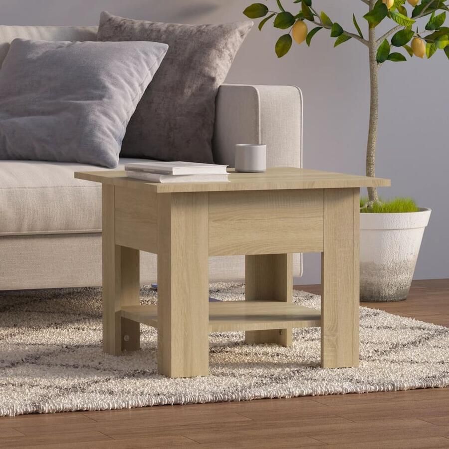 The Living Store Salontafel Modern Sonoma eiken 55x55x42 cm Met opbergschap