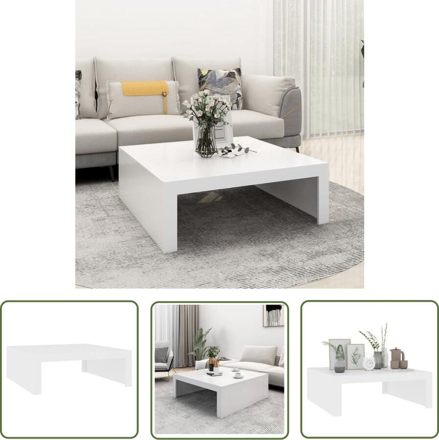The Living Store Salontafel Modern Wit 100x100x35 cm Stevig Tafelblad Montage vereist Salontafel Modern Witte Salontafel Houten Salontafel Vierkante Salontafel