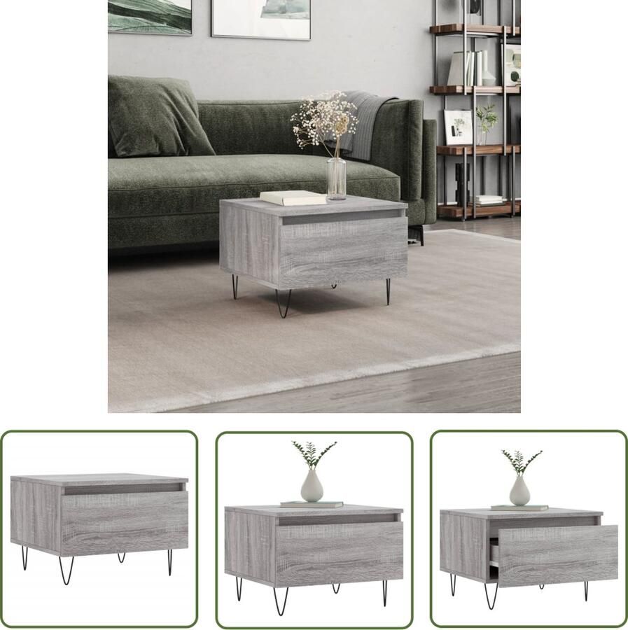The Living Store Salontafel name Bijzettafel 50x46x35 cm Bewerkt hout en metaal