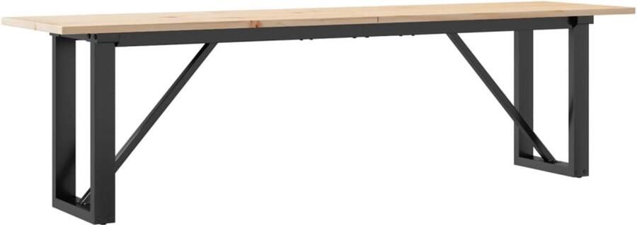 VidaXL Salontafel O-frame 160x40x45 cm massief grenenhout en staal Salontafel Massief Hout Grenenhouten Tafel Industrieel Design Salontafels - Foto 2