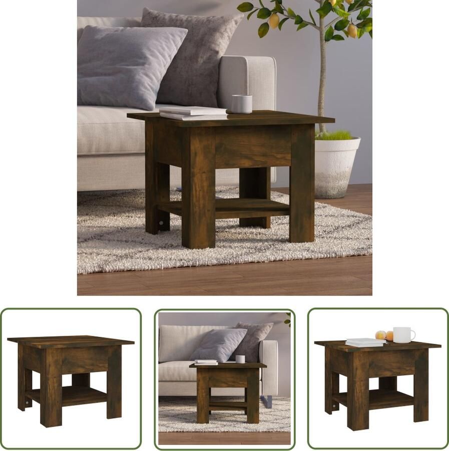 The Living Store Salontafel Opbergschap 55 x 55 x 42 cm Gerookt eiken Salontafel Bijzettafel Houten Salontafel Met Opbergvak Bruine Salontafel