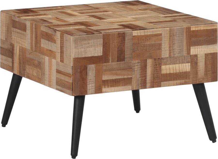 VidaXL Salontafel 55x55x40 cm massief gerecycled teakhout grijs Salontafel Teakwood Industrieel Interieur Vintage Salontafel Hergebruikt Hout
