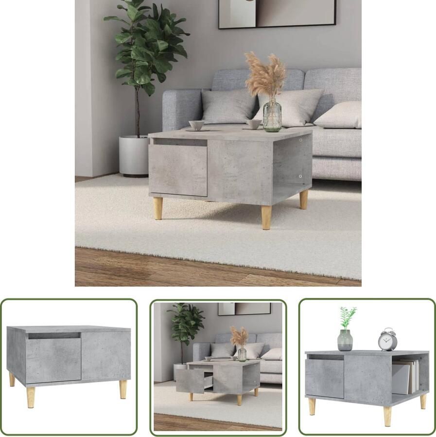 The Living Store Salontafel Scandinavisch 55 x 55 x 36.5 cm Betongrijs