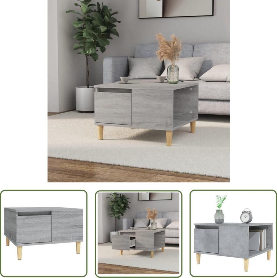 The Living Store Salontafel Scandinavisch Grijs Sonoma Eiken 55 x 55 x 36.5 cm