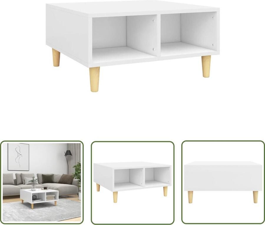 The Living Store Salontafel Scandinavische Stijl 60 x 60 x 30 cm Opbergschappen Salontafel Scandinavische Stijl Witte Salontafel Salontafeltje Tv Tafellaar - Foto 2