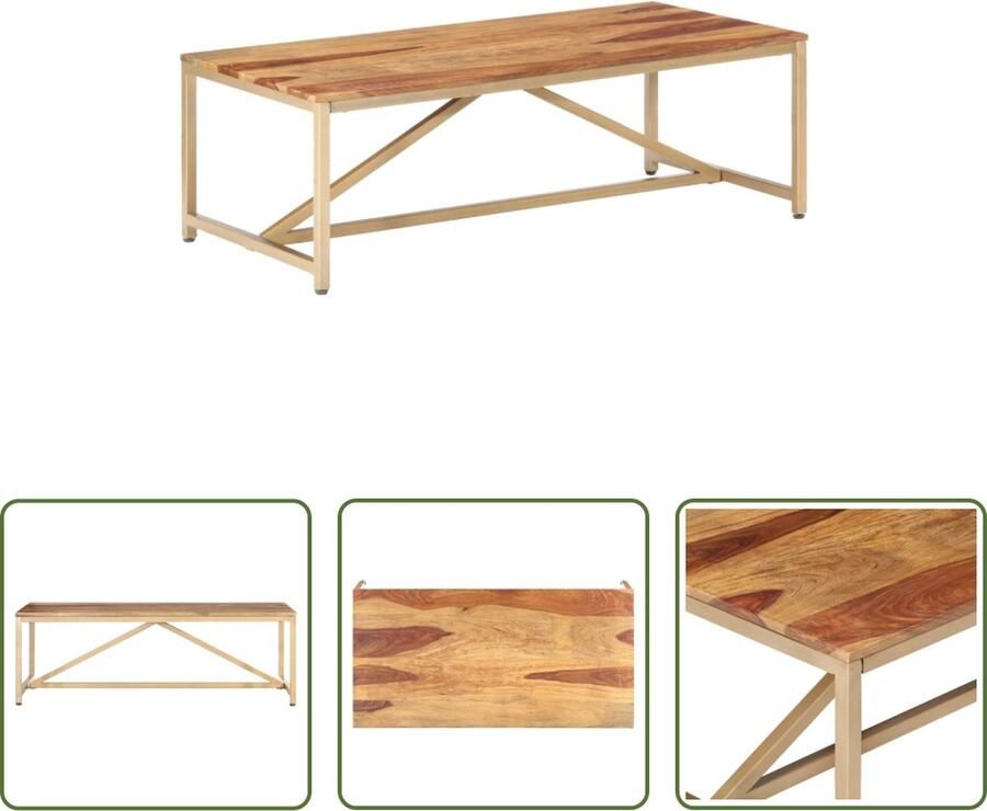 The Living Store Salontafel Sheeshamhout 120x60x40 cm Rustieke charme Salontafel Houten Salontafel Salontafeltje Livingroom Meubilair Rustic Furniture - Foto 2