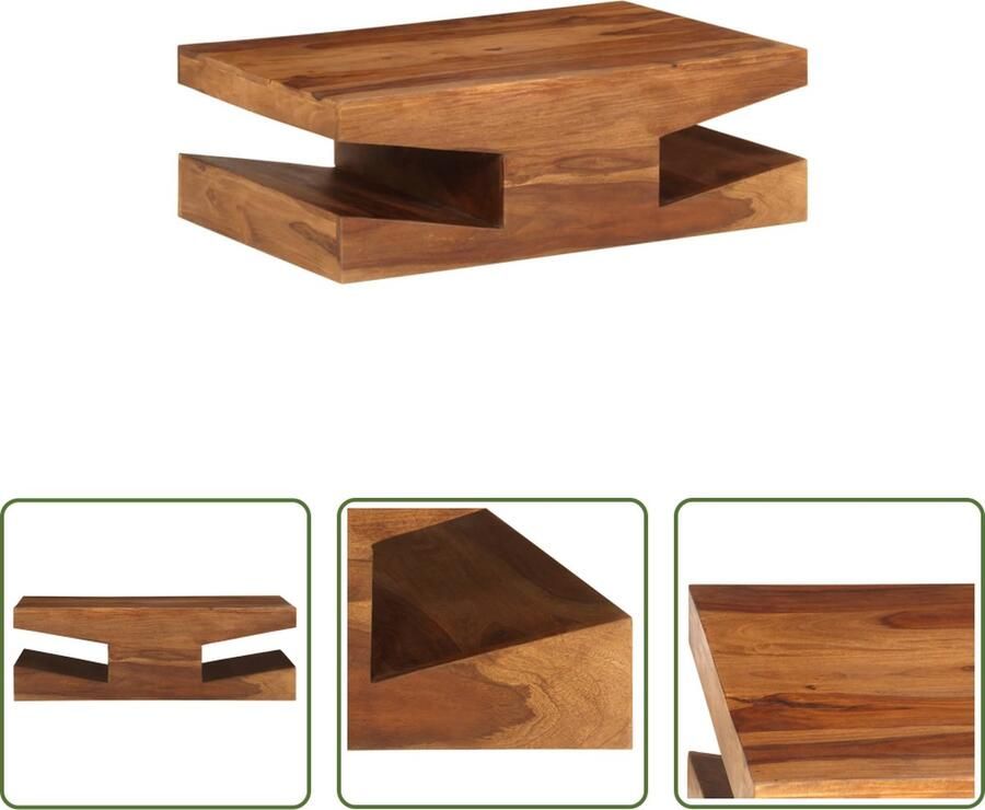 The Living Store Salontafel Sheeshamhout 90x60x30 cm Vintage Geen montage - Foto 2