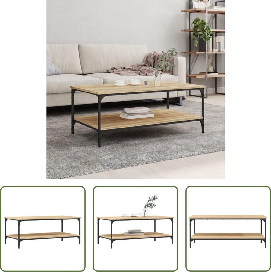 The Living Store Salontafel Sonoma Eiken 100x55x40cm Opbergruimte Stevig Tafelblad Stabiel Frame