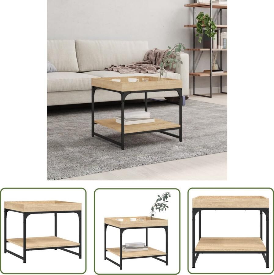 The Living Store Salontafel Sonoma Eiken 49.5 x 49.5 x 45 cm Opbergruimte Stevig Tafelblad Stabiel Frame Montage Vereist Salontafel Houten Salontafel Bruin Eiken Salontafel Tv Tafeltje