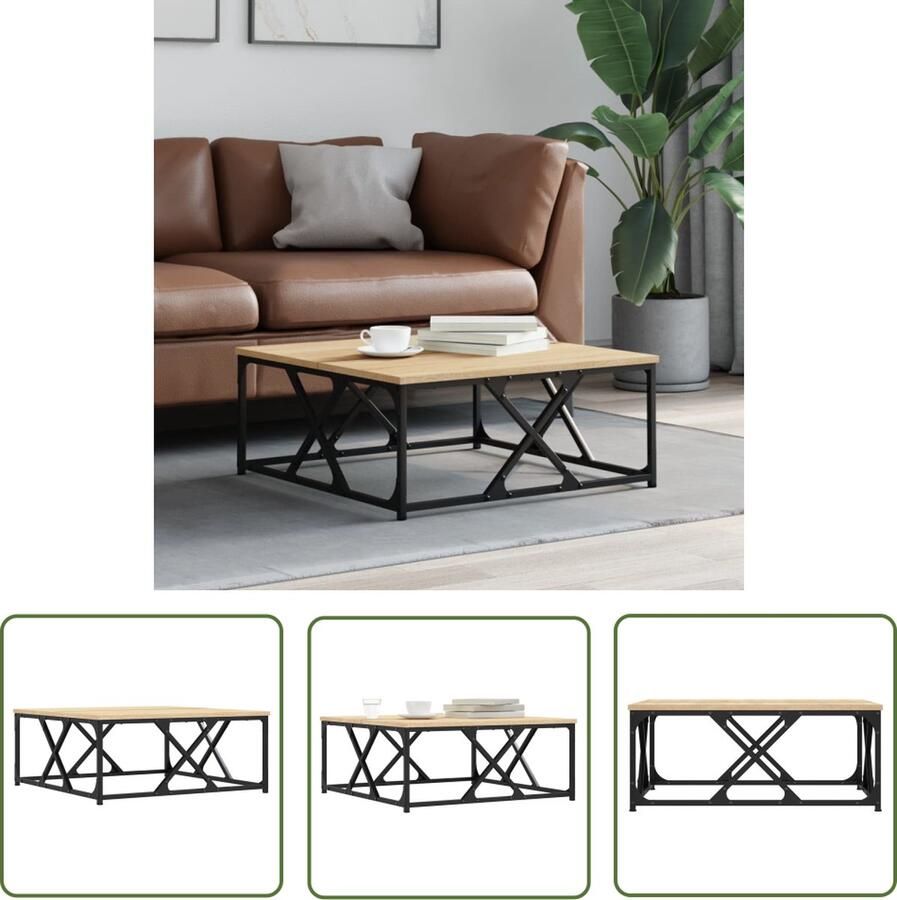 The Living Store Salontafel Sonoma Eiken 70 x 70 x 30 cm Duurzaam Hout en Metaal Salontafel Eikenhouten Salontafel Houten Salontafel Bruine Salontafel Kleine Salontafel
