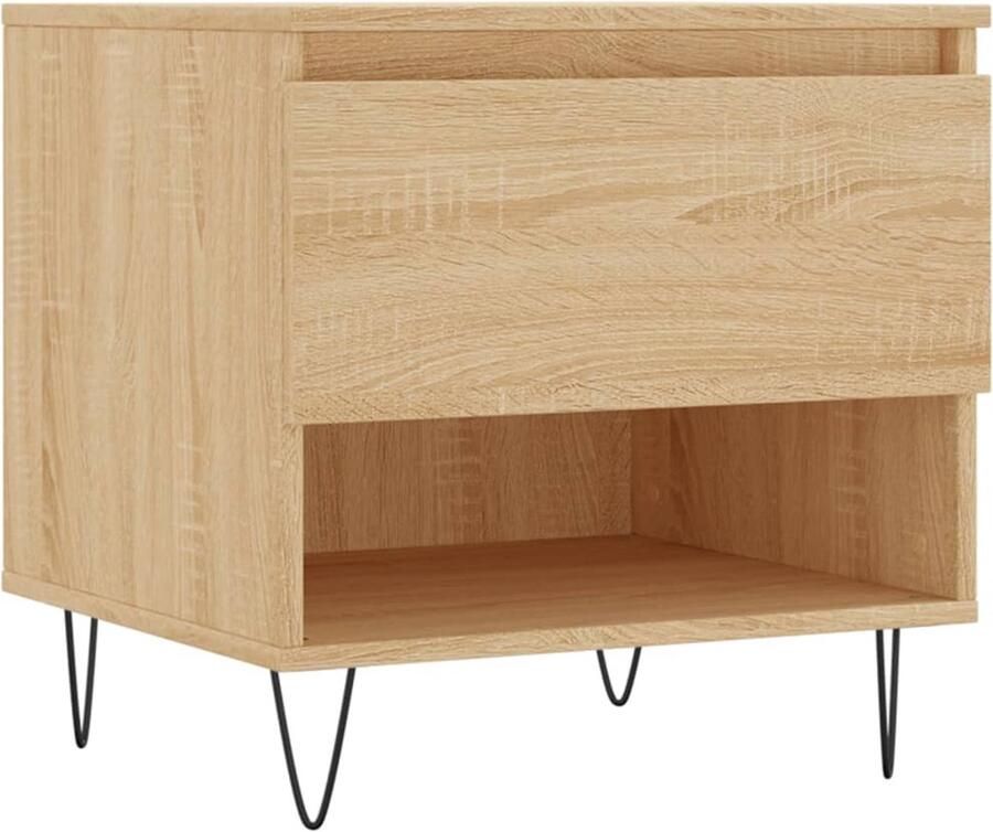 The Living Store Salontafel Sonoma Eiken Bewerkt Hout en Metaal 50 x 46 x 50 cm Salontafel Eikenhouten Salontafel Houten Salontafel Design Salontafel Met Lade - Foto 2