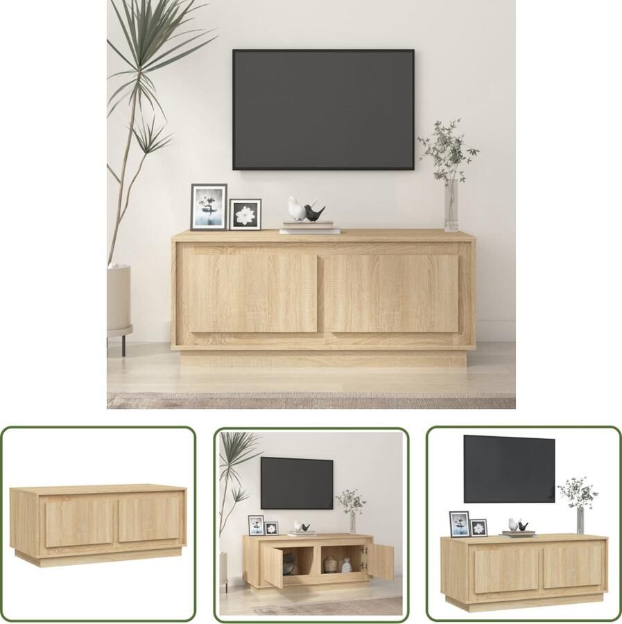 The Living Store Salontafel Sonoma Eiken Bijzettafel 102 x 50 x 44 cm Duurzaam Hout Salontafel Bijzettafel Houten Salontafel Sonomaplank Tv Tafeltje - Foto 2
