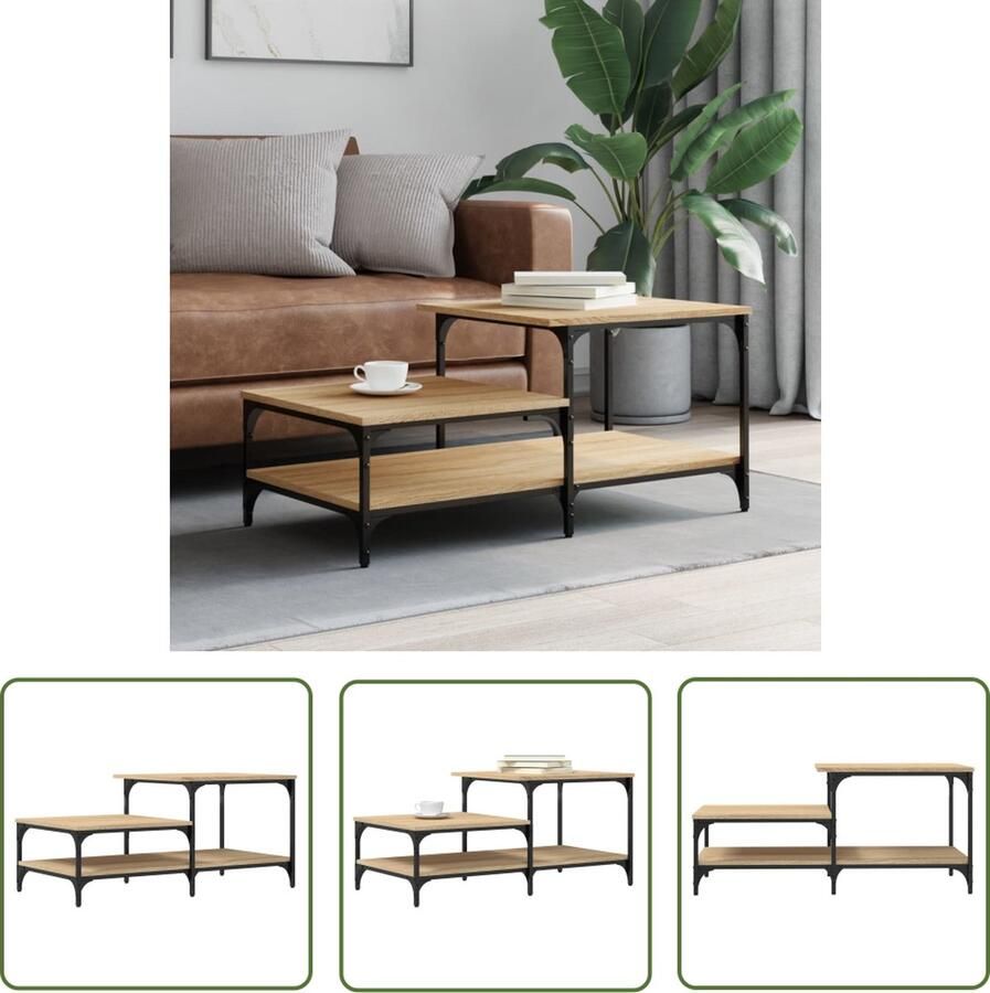 The Living Store Salontafel Sonoma Eiken Hout en Metaal 100 x 50.5 x 45 cm