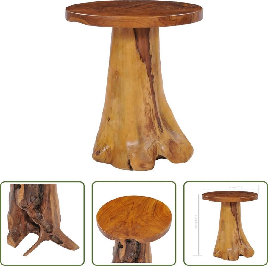 The Living Store Salontafel Teakhout 40 x 40 cm Unieke handgemaakte tafel met wortelstandaard Salontafel Teakhout Houten Tafel Vintage Tafel Unieke Tafel - Foto 3