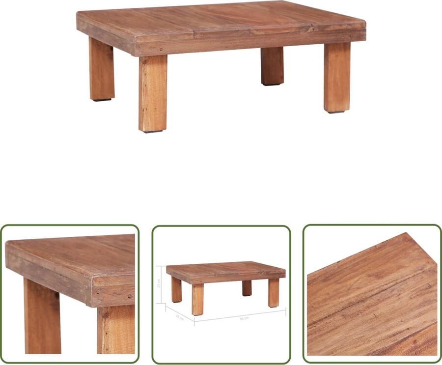 The Living Store Salontafel Teruggewonnen Hout 60 x 45 x 23 cm Handgemaakt Salontafel Houten Salontafel Retro Salontafel Handmade Meubilair Vintage Salontafel - Foto 2