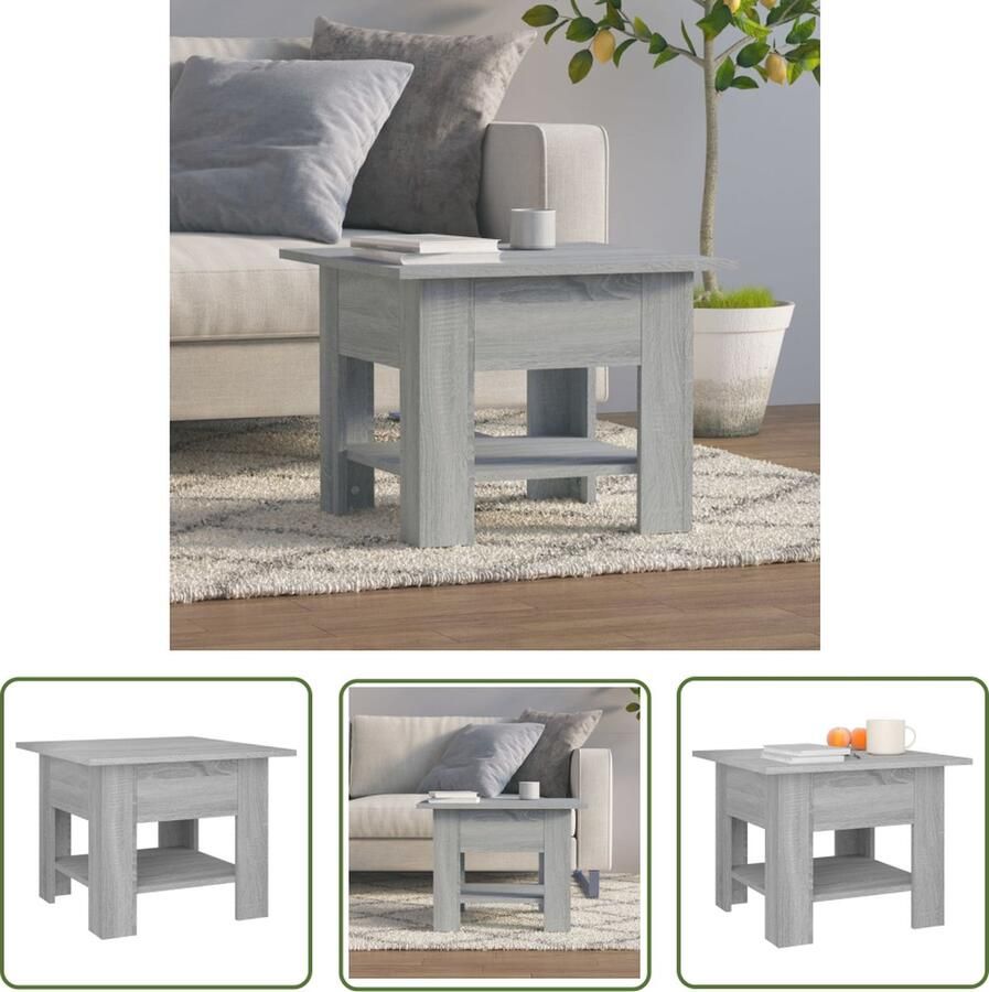 The Living Store Salontafel Trendy Bijzettafel 55 x 55 x 42 cm Grijs Sonoma Eiken - Foto 2