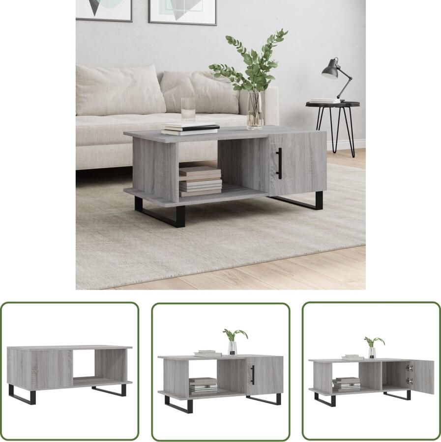 The Living Store Salontafel Trendy Bijzettafel 90 x 50 x 40 cm Grijs Sonoma Eiken Salontafel Bijzettafel Houten Salontafel Grijze Salontafel Moderne Salontafel