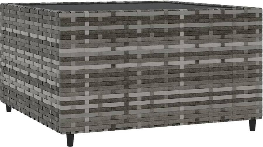 The Living Store Salontafel tuin vierkant 50x50x30 cm poly rattan grijs Salontafel Tuintafel Vierkante Tafel Buitentafel Ratan Tafel
