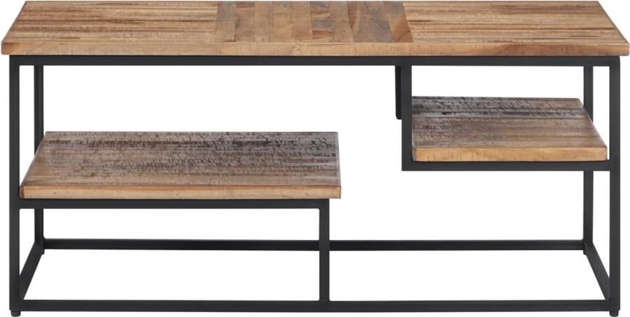The Living Store Salontafel 90x50x39 cm massief gerecycled teakhout Salontafel Teak Hout Industrieel Design Vintage Salontafel Bruine Salontafel - Foto 2