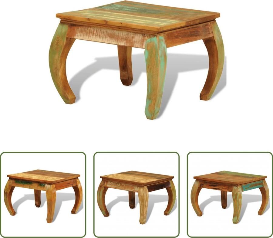 The Living Store Salontafel Vintage Gerecycled hout 60x60x45 cm