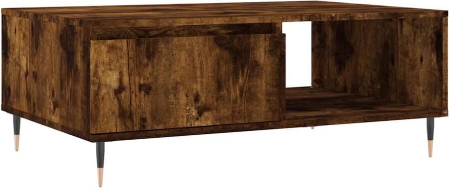 The Living Store Salontafel Vintage Gerookt Eiken 90 x 60 x 35 cm Met opbergruimte Salontafel Vintage Stijl Houten Salontafel Bruine Salontafel Met Opbergvakken
