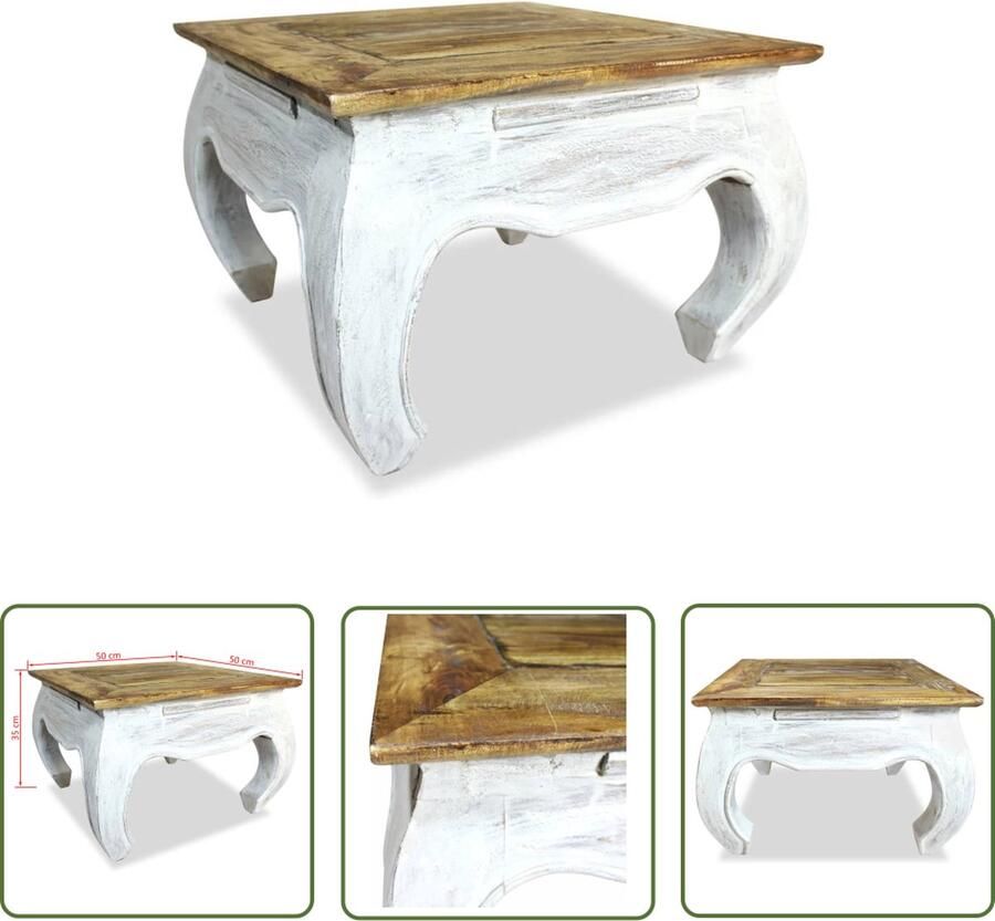 The Living Store Salontafel Vintage Stijl Massief gerecycled hout 50x50x35cm Handgemaakt Salontafel Bijzettafel Vintage Meubilair Massief Hout Handmade Furniture
