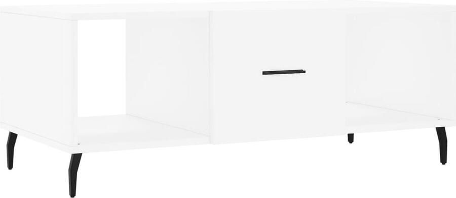 The Living Store Salontafel Wit 102 x 50 x 40 cm Duurzaam bewerkt hout en ijzer Salontafel Witte Salontafel Houten Salontafel Industriële Salontafel Bijzettafel - Foto 2