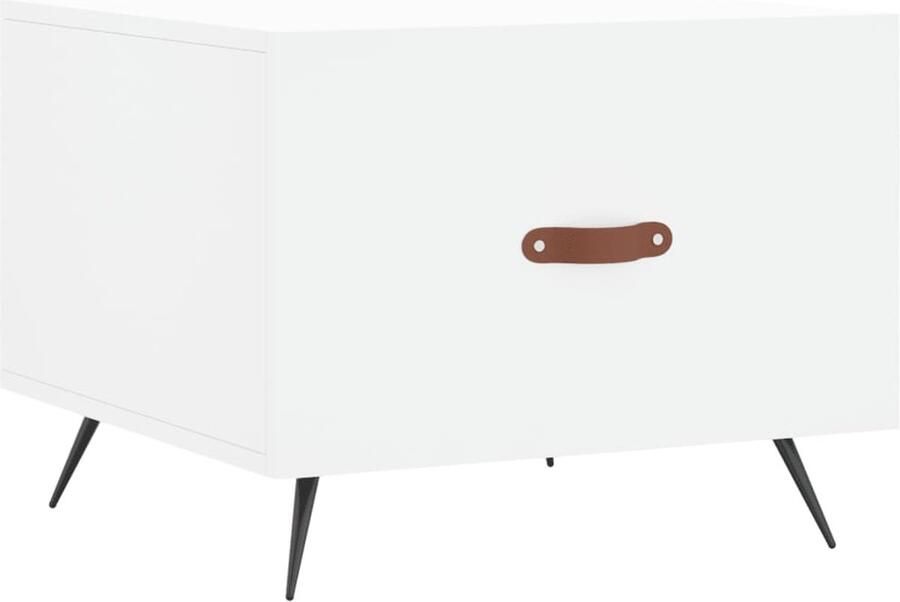 The Living Store Salontafel Wit 50 x 50 x 40 cm Bewerkt hout en ijzer Salontafel Salontafeltje Witte Salontafel Houten Salontafel Metalen Salontafel - Foto 5