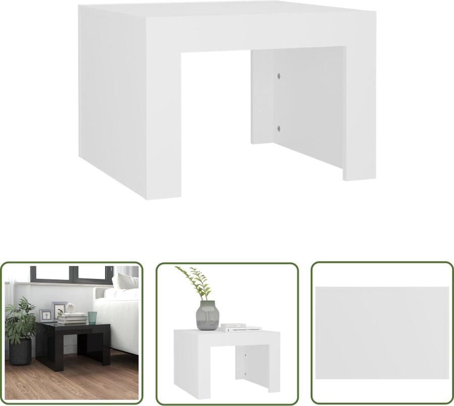 The Living Store Salontafel Wit Spaanplaat 50x50x35 cm Stabiel oppervlak Duurzaam Makkelijk schoon te maken