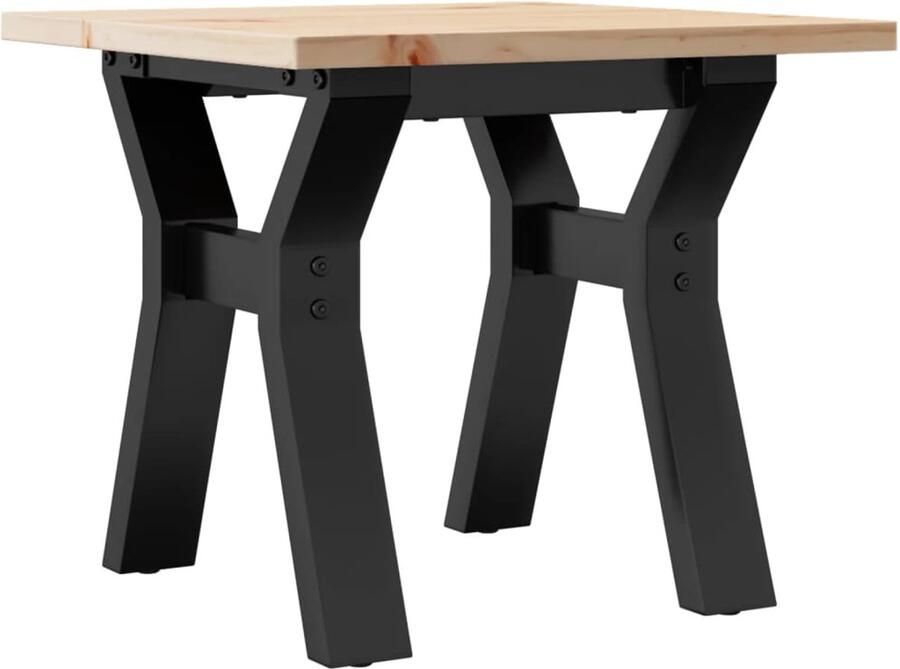 The Living Store Salontafel Y-frame 40x40x35 cm massief grenenhout en gietijzer Salontafel Houten Tafel Koffietafel Design Tafel Vintage Tafel