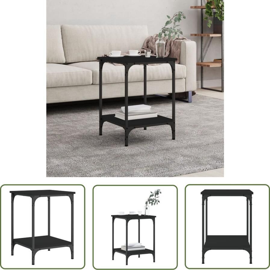 The Living Store Salontafel Zwart 40 x 40 x 55 cm Stevig houten tafelblad Salontafel Zwarte Salontafel Moderne Salontafel Tv Tafellaar Koffietafel - Foto 2