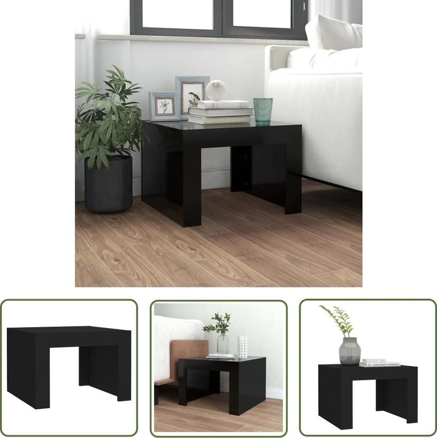 The Living Store Salontafel Zwart Spaanplaat 50 x 50 x 35 cm - Foto 2